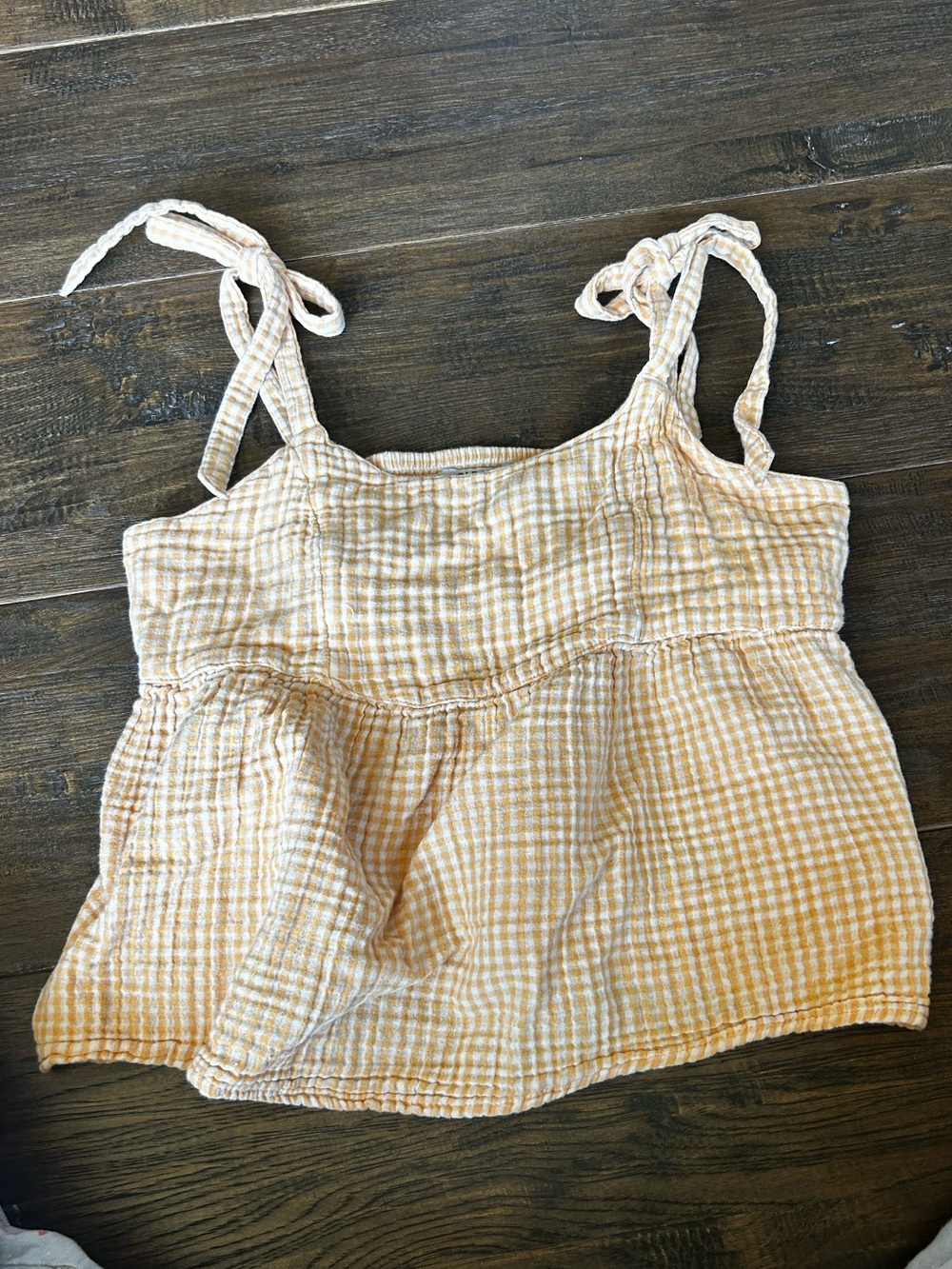 Old Navy Gingham Tie-Shoulder Peplum Camisole - Orange and White